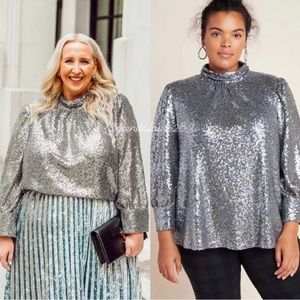 Anthropologie Sunday in Brooklyn Luna silver sequin top